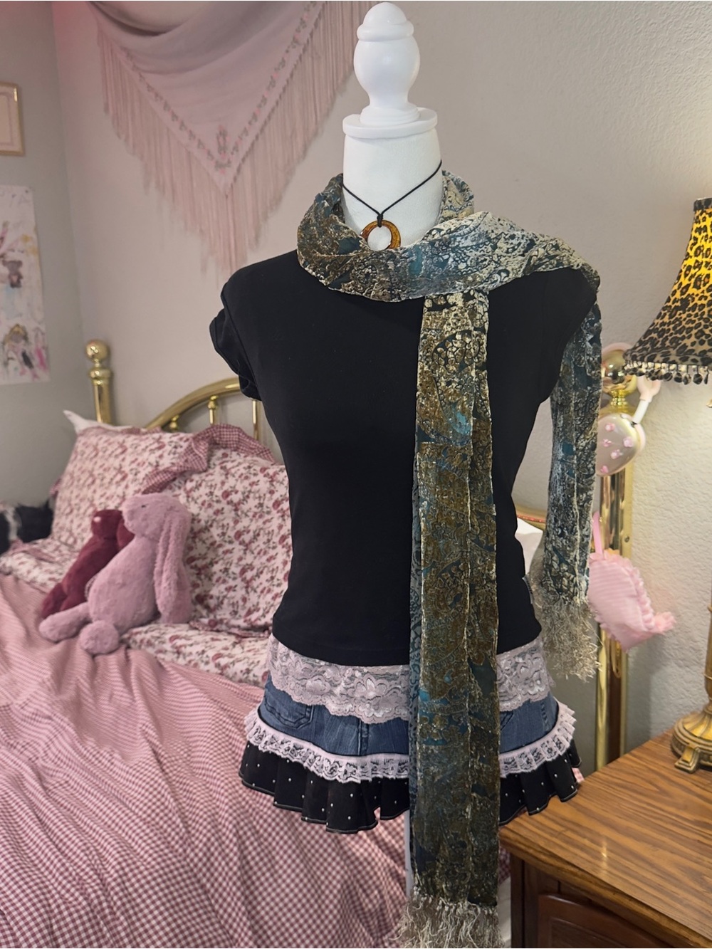 Silk Blend Velvet Paisley Scarf in Teal and Olive - Women Accessories